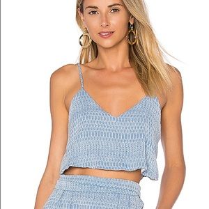 Mara Hoffman Blue Embroidered Crop Cami Tank